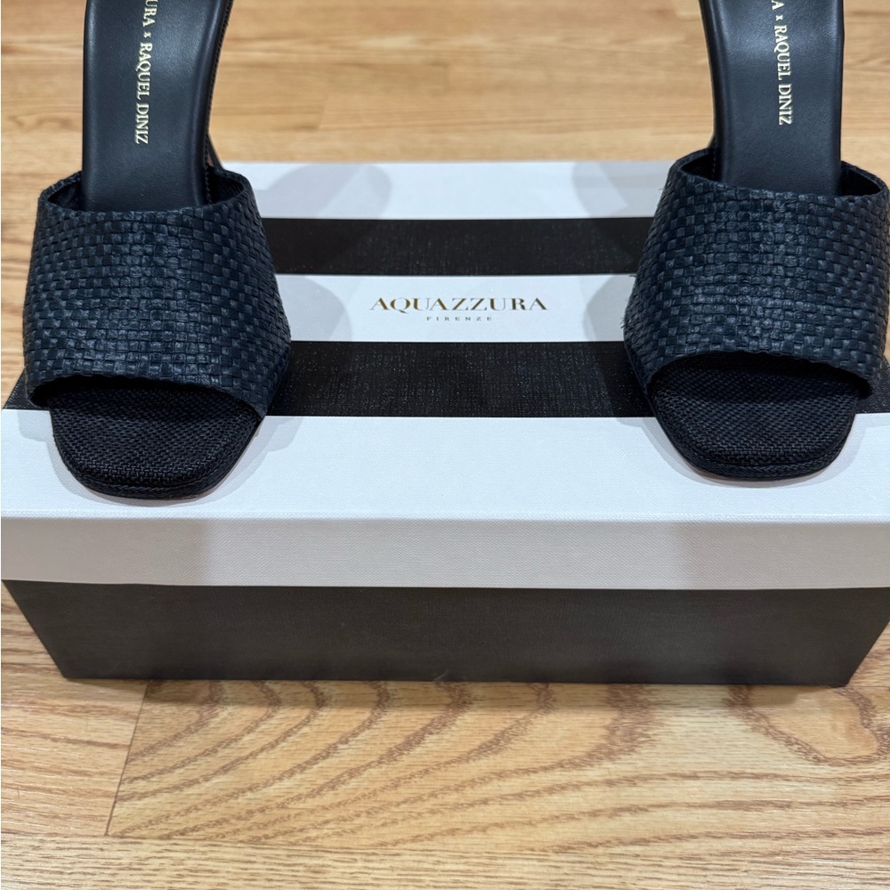 Aquazzura Black Woven Sandals
